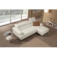 Egoitaliano "Soul, Design und Sitzkomfort auf hohem Niveau, tolle Details, L-Form", mit Recamiere, inkl. Kopfteilverstellung weiß,