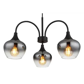 GLOBO Pendelleuchte Hängelampe Esszimmerleuchte 3-Flammig schwarz matt Rauchglas E27