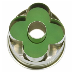 STÄDTER Ausstechform Linzer mit Auswerfer 4er-Rosette Ø 4 cm, Edelstahl silberfarben