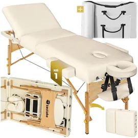 Tectake tectake® 3 Zonen Massageliege Somwang mit Holzgestell, 218 x 102 x 90 cm