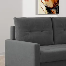 möbel punkt Ecksofa OSLO Webstoff Grau mit Bett Bettkasten Sofa Schlafsofa Ottomane universell Links oder Rechts