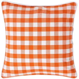 Homescapes Kissenbezug Kariert 45 x 45 cm Orange