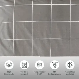 otto home Wendebettwäsche »Nature in Gr. 135x200 oder 155x220 cm« 2 Stk. tlg. Bettwäsche in unregelmäßigem Karo-Muster, grau