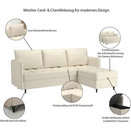dorel home Ecksofa Chenille L-Form 2-Sitzer Grau