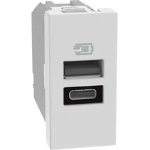 BTicino MatixGO Steckdose mit 1 Modul weiß JW4191AC USB-Ladegerät mit einem Typ A Port und einem Typ C, 15W