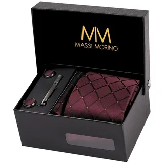 MASSI MORINO Krawattenset in Weinrot Quadrat | Gr.: onesize