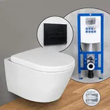 Evineo ineo Komplett-SET Wand-WC mit neeos Vorwandelement,, BE0509WH+16601BM#SET,