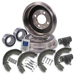 Bestprice 2x Bremstrommel+Backen+bremszylinder+ABS-Ring für Seat, VW
