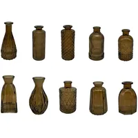 Relaxdays Vasen, 10er Set, strukturiert, Vintage-Design, Glas, H: 10–14,7