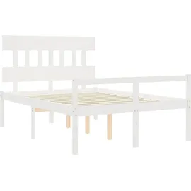 vidaXL Seniorenbett mit Kopfteil Weiß Massivholz