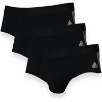 adidas Herren Slip, Multipack - Briefs, Active Flex Cotton, Logo, 3 Streifen, uni Schwarz M