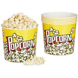 Relaxdays 12 x Popcorn Eimer, wiederverwendbar, 2,8 l, Retro Popcornbecher, gelb