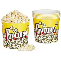 Relaxdays 12 x Popcorn Eimer, wiederverwendbar, 2,8 l, Retro Popcornbecher, gelb