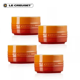 Le Creuset Mini Förmchen aus Steinzeug, je 100 ml, Ofenrot,