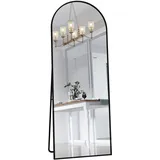 DAHUEN Standspiegel, gewölbt, 162 x 53 cm, Ganzkörperspiegel, Wandspiegel mit Aluminiumrahmen, großer Standspiegel zum Aufhängen, für Ankleidezimmer, Wohnzimmer, Schlafzimmer (schwarz)