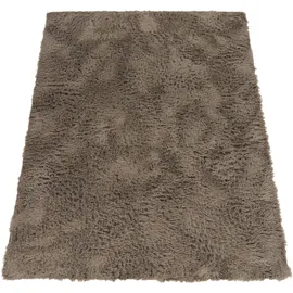 KADIMA DESIGN Hochflor Teppich Shaggy waschbar Unifarben Schlafzimmer schmutzabweisend Taupe Rechteckig 160x220 | 100% Polyester | Florhöhe: 33 mm | pflegeleicht