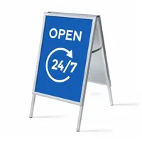 Showdown Displays Showdown Kundenstopper - DIN A1 - Komplett-Set - Open 24/7 Englisch - Blau/Schwarz