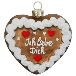 Christbaumschmuck Glas 6cm Lebkuchen Herz Figur Handbemalt Weihnachtsbaum Anhänger Weihnachten Christbaumanhänger Weihnachtsbaumschmuck Gebäck Braun