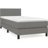 vidaXL Boxspringbett mit Matratze Dunkelgrau 100x200 cm Stoff