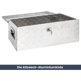 deluke DELUKE® Aluminiumbox mit Deckel Abschließbar Alubox Deichselbox Alu Anhängerbox Werkzeugkiste Transportbox Metallkiste, 80x39x30cm Silber