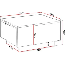 Mirjan24 Couchtisch Schwarz, Holzwerkstoff, Rechteckig,Rechteckig, 90x40x60 cm, Wohnzimmer, Wohnzimmertische, Couchtische