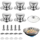Persiiious 5 Stück Topfdeckelgriff, Hitzebeständiger Pfannendeckel, Topfdeckelknopf, Edelstahl Topfdeckelgriff, Ersatzknöpfe Griffe, Für Glasdeckel & Pfannendeckel, Topfgriffe Set Mit Schrauben