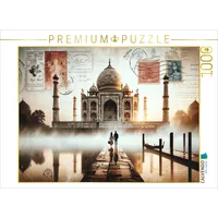 Calvendo Puzzle Morgendämmerung am Taj Mahal: Eine KI-kreiertes Porträt