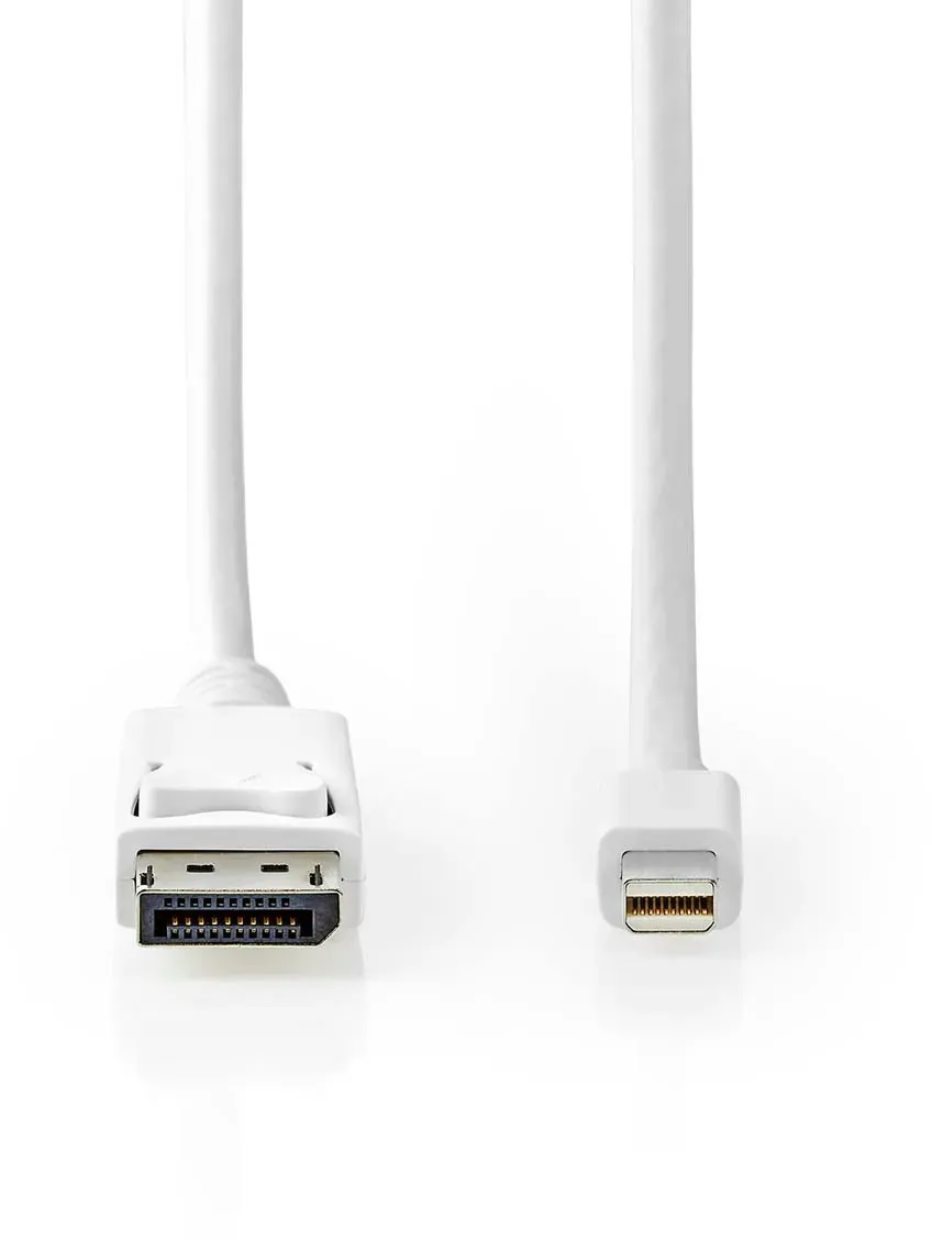 Nedis Mini DisplayPort Cable - DisplayPort 1.4 - Mini DisplayPort Male - DisplayPort Male - 48 Gbps - Nickel Plated - 2.00 m - Round - PVC - White - Blister