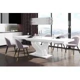Design Esstisch Tisch HEB-111 Hochglanz ausziehbar 160 bis 256 cm - Weiß