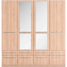 Priess Kleiderschrank PRIESS "Schrank Garderobe Wäscheschrank Barcelona in 5 Breiten", braun (eichefarben artisan), B:185cm H:193cm T:54cm, Holzwerkstoff, Schränke, Kleiderschrank, viel Stauraum, geräumige Schubkästen, mit Spiegel, MADE IN GERMANY