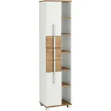 Schildmeyer Hochschrank Luca 701153, weiß glanz/Eiche Landhaus, 41,9/32,0/163,7 cm,