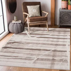 Teppich CARPET CITY "Moda", beige, B:140cm H:11mm L:200cm, Polypropylen, Teppiche, Kurzflor, Streifen-Muster, Weicher Flor