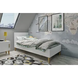 les tendances Kinderbett Kubi 80 x 180 cm Eiche lackiert weiß