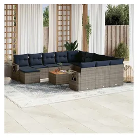 vidaXL Gartensofa-Set 13-tlg. grau Polyrattan