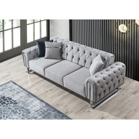 Villa Möbel Sofa Nova, 1 Stk. 2-Sitzer, Quality Made in Turkey, Mikrofaser Samtstoff grau