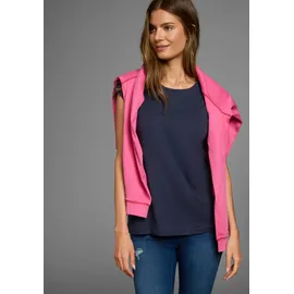 FLASHLIGHTS T-Shirt FLASHLIGHTS, Damen, Gr. 40/42, grau (grau, meliert, marine), Single Jersey, Obermaterial: 50% Baumwolle, 50% Modal.