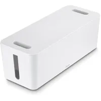 Hama Kabelbox, Maxi, integrierte Kabelführung (Kabelbox für Steckdosenleiste, einfaches Kabelmanagement für Büro und Zuhause, Aufbewahrung von Ladegeräten, Festplatten etc., mit Gummifüßen) weiß