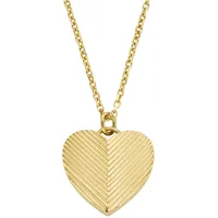 Fossil Kette mit Anhänger Heart Edelstahl goldfarben,