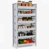 ARTECSIS® Korbregal aus Kunststoff mit 6 Körben stapelbar & modular erweiterbares Stecksystem grau 110cm hoch - Kellerregal & Vorratsregal für Lagerung - Abstellraum Steckregal & Lagerregal