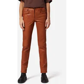 Ricano Dorin Damen, Lederhose/Lederjeans - 5-Pocket Stil (Slim Fit/Low Waist) - echtes (Premium) Lamm Leder cognac, Obermaterial: 100% Lammnappaleder LANA., figurbetont, Hosen 5-Pocket-Hose, Handgefertigt aus echtem