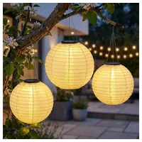 GLOBO Lampion Edelstahl Kunststoff D 30 cm 3er Set beige