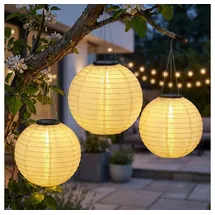 GLOBO Lampion Edelstahl Kunststoff D 30 cm 3er Set beige