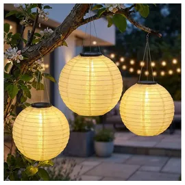 GLOBO Lampion Edelstahl Kunststoff D 30 cm 3er Set beige