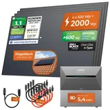 Solarway® 2000Wp / 800W / 5,4kWh Balkonkraftwerk mit Speicher komplett Steckdose - 5,4kWh Anker SOLIX 3 PRO Speicher - Solaranlage Komplettset - 500W Solarmodule & Anker Speicher & Zubehör