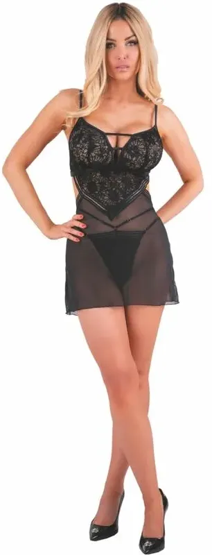 LIVCO CORSETTI FASHION  Orana Oazza Set Babydoll + Tanga Schwarz - S/M