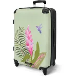 NoBoringSuitcases.com® Koffer Kinder Groß 67x43x25 cm Kinderreisekoffer Kinderkoffer mit Roller Leicht Trolly Große M Hartschalenkoffer Kind Vogel - Pflanze - Blume
