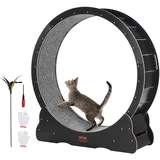 Vevor Katzenlaufrad aus Holz, 110cm großes Katzenlaufband für Hauskatzen, Katzenlaufrad mit abnehmbarem Teppich & Katzenangel zum Laufen/Gehen/Trainieren, für die meisten Katzen Schwarz