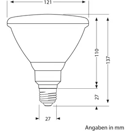 ledscom.de E27 LED Leuchtmittel, PAR38 kurzer Hals, weiß (4200 K), 16,1 W, 1379lm, 45°, Reflektorspiegel (silber)