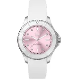 ICE-Watch Ice Steel White Pastel pink - Silbergraue Damenuhr mit Silikonarmband - 020366 (Small)