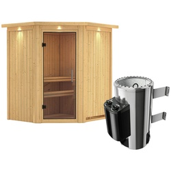 KARIBU Sauna »Tuckum«, inkl. 3.6 kW Saunaofen mit integrierter Steuerung, für 3 Personen - beige